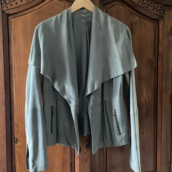 COPY - EUC VINCE SUEDE WATERFALL COLLAR ZIP JACKET. SIZE L - Picture 7 of 14